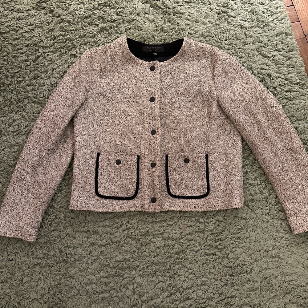 Rag & Bone Black and White Tweed Style Blazer Coat Size 2 - Picture 2 of 16